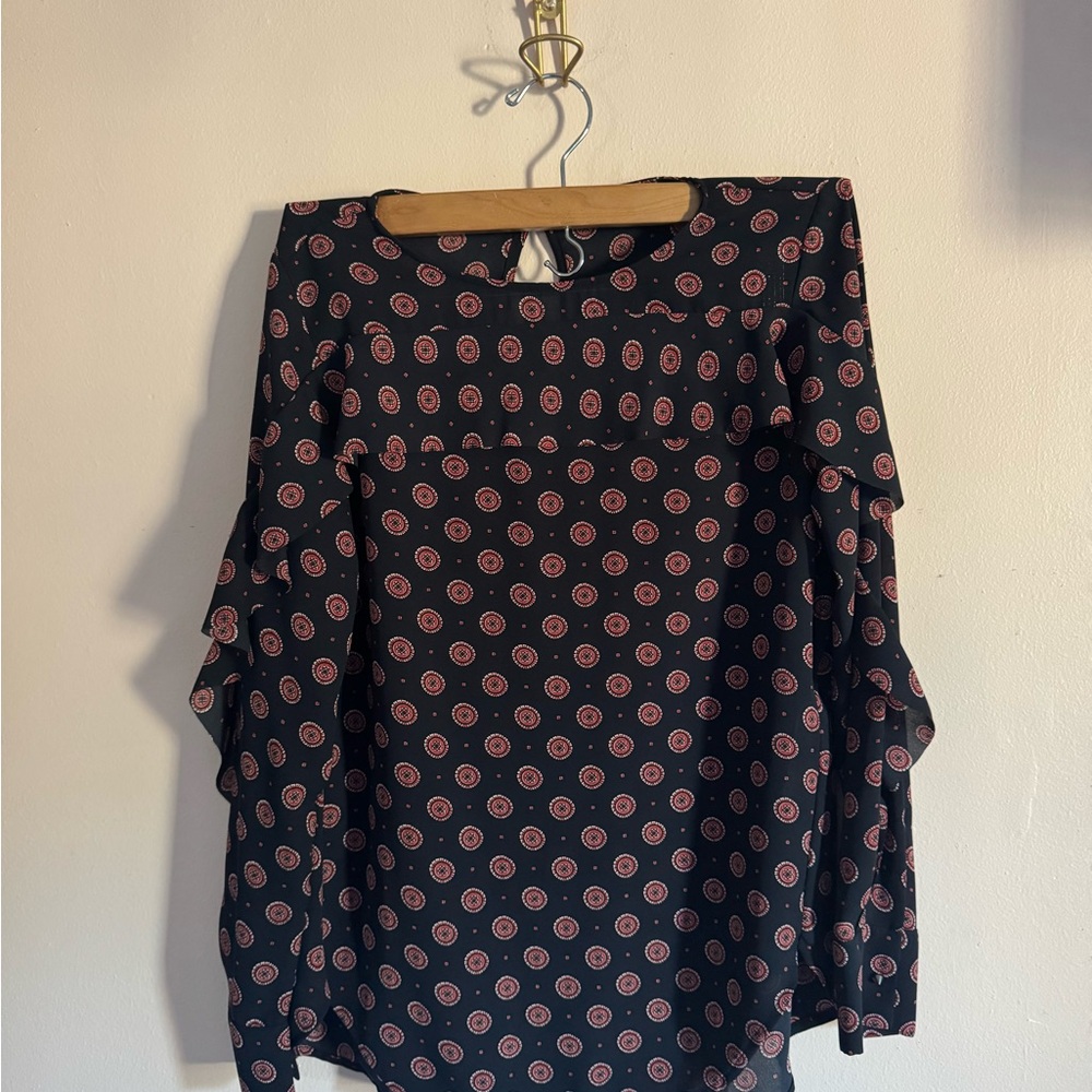 Banana Republic Dark Blouse with Red Accents